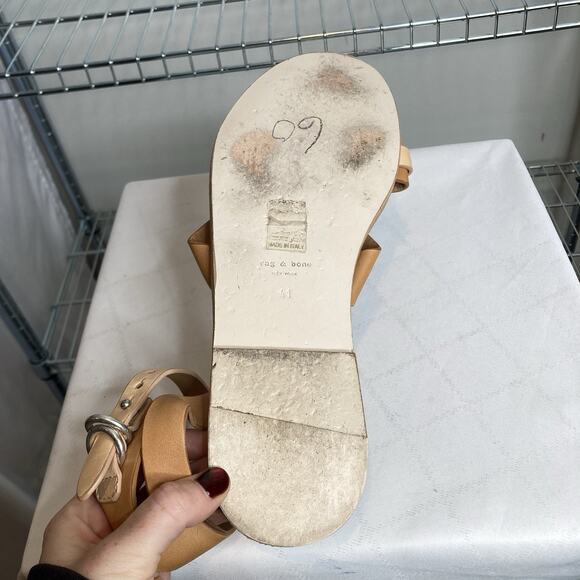 Rag & Bone Women's Tan Leather Lara Ankle Strap Sandals Size 41/ 11 US Coastal - Picture 6 of 8